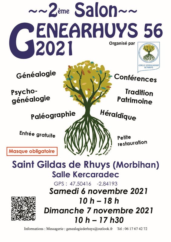 Le 2ème salon généalogique « GénéaRhuys » de St-Gildas-de-Rhuys (56) – 6 et 7 novembre 2021